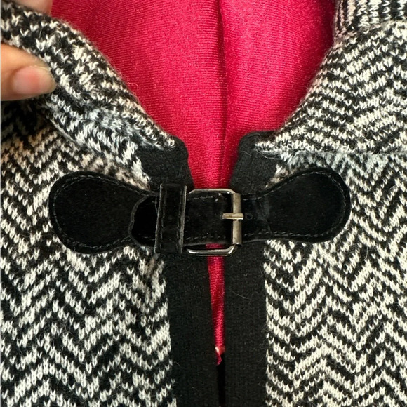 Italian wool long sleeve cardigan buckle closure pleated peter pan like collar - Picture 7 of 9